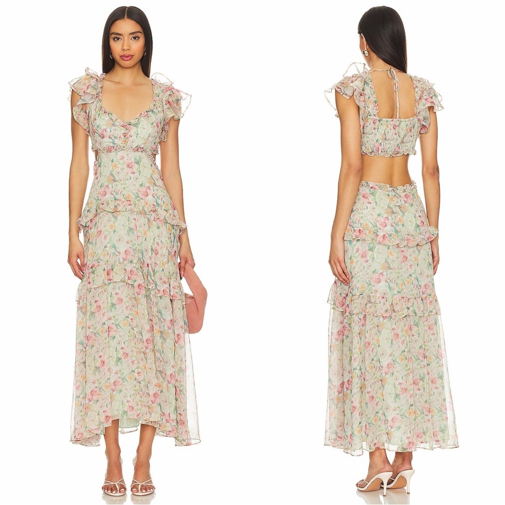 Astr Mable Dress In Light Green Floral